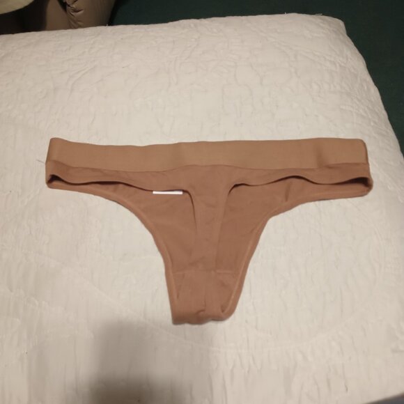 NEW Women's Cotton Stretch Thong with Elastic Waist - Auden™ Brown Large - Picture 3 of 6